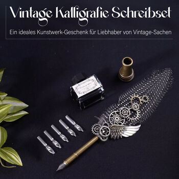 Vintage Kalligraphie-Schreibstift mit Tinte und Geschenkbox