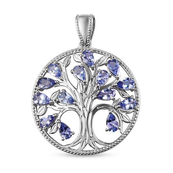 Tansanit Lebensbaum-Anh&auml;nger in Silber 3,21 Ct