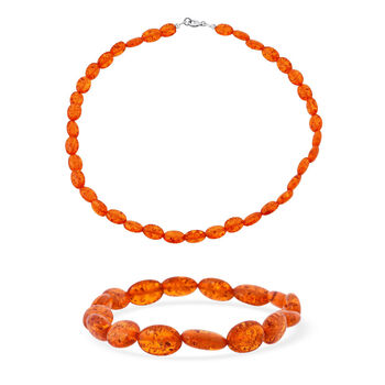 Synthetische Bernstein 45cm Halskette und 19cm Armband