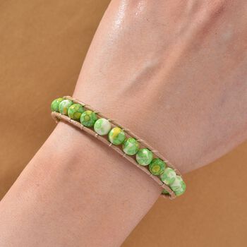 Flexibles gr&uuml;n-gelbes Regenblumen-Yuhua-Quarzit Armband - 35 ct.