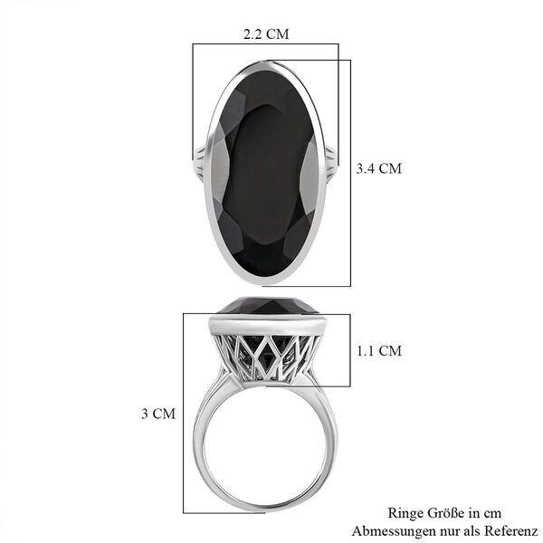 Schwarzer Spinell Ring, 925 Silber platiniert, ca. 35,00 ct image number 7