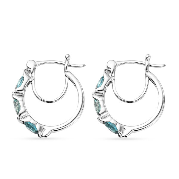 Kambodschanischer, blaue Zirkon-Creolen, 925 Silber platiniert ca. 2,12 ct image number 4