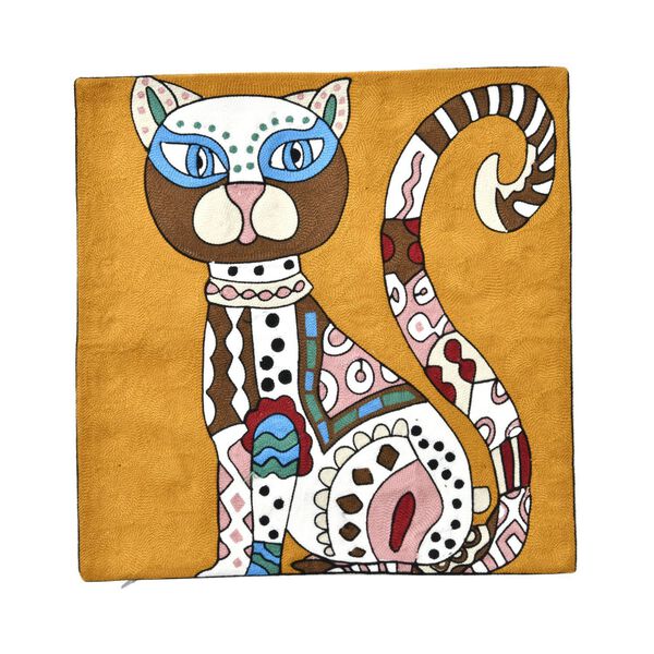 Besticktes Kissenbezug, Katzenpaar, Sonne und Mond image number 9