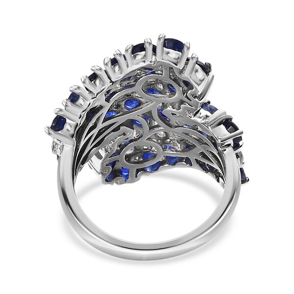 Masoala Saphir (Fissure gef&uuml;llt), wei&szlig;er Zirkon Ring, 925 Silber platiniert, (Gr&ouml;&szlig;e 17.00) ca. 6.75 ct image number 6