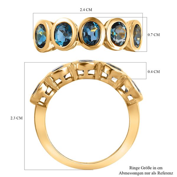 London Blau Topas Ring, 925 Silber vergoldet (Gr&ouml;&szlig;e 16.00) ca. 1.75 ct image number 7