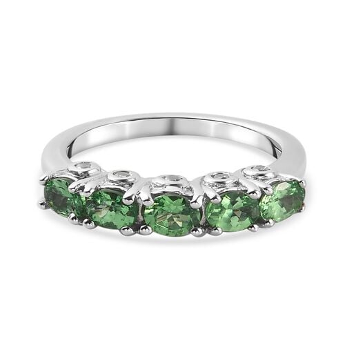Tsavorite Granat und Zirkon 5 Stein Ring 925 Silber Platin-Überzug image number 0