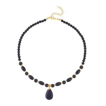 Blaue Sandstein Halskette, ca. 45 cm, vergoldet ca. 125.00 ct