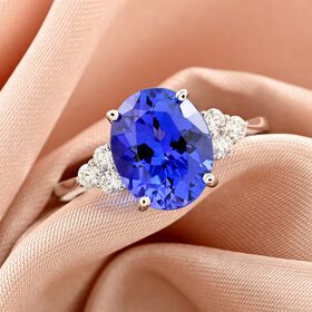 Rhapsody AAAA Tansanit, Weißer Diamant Ring 950 Platin (Größe 17.00) ca. 2,75 ct