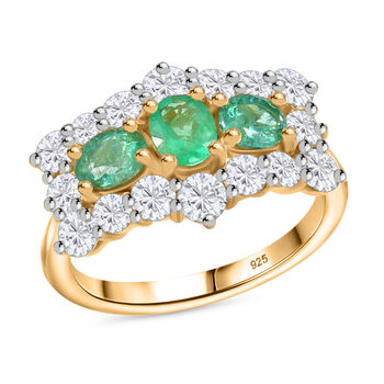 AAA Smaragd und Moissanit Ring - 2,32 ct.