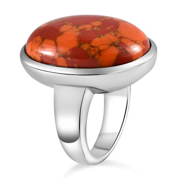 Orange Mohave T&uuml;rkis Ring, Edelstahl, (Gr&ouml;&szlig;e 16.00), ca. 15.94 ct image number 5