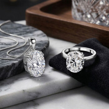 D'Joy Moissanit Ring und Anh&auml;nger mit 45 cm langer Kette