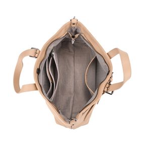 Echtleder-Crossbody-Bag im Trapez-Design, 32x12x19 cm, Hellkhaki