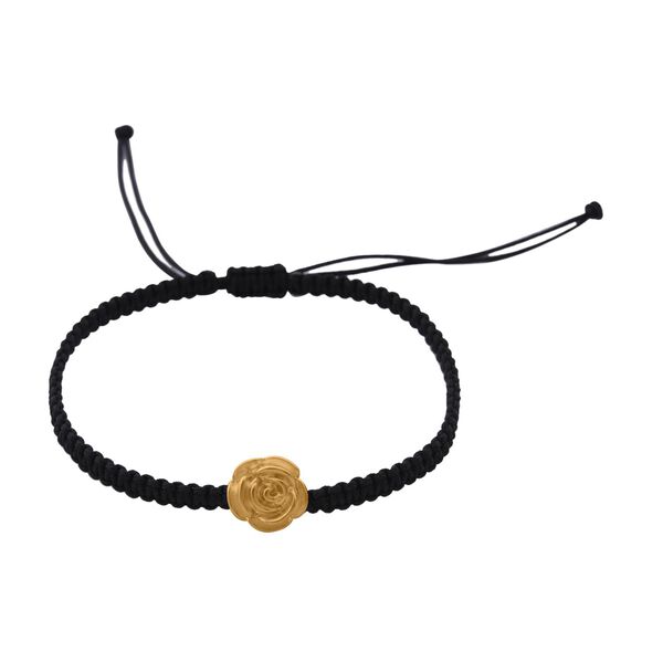 Flexibles Fadenarmband mit G&auml;nsebl&uuml;mchen-Anh&auml;nger in 999 Gold, 19cm