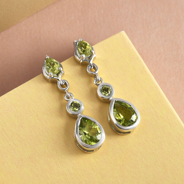 Natürliche Peridot-Ohrringe, 925 Silber platiniert ca. 1,94 ct image number 2