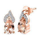 Morganit und weiße Zirkon-Ohrringe, 925 Silber Roségold Vermeil ca. 0.84 ct