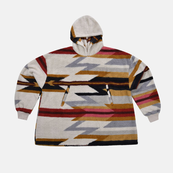 Wolkenweicher Sherpa-Hoodie mit Sherpafutter, Beige-Schwarz, Einheitsgr&ouml;&szlig;e