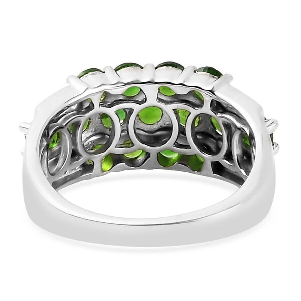 Nat&uuml;rlicher Chromdiopsid und Zirkon Ring 925 Silber platiniert image number 6