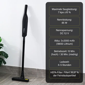 2-in-1 kabelloser Staubsauger, Handstaubsauger-Funktion, 45.2x7,5x7.7cm