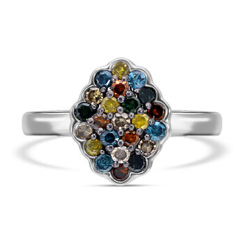 Mehrfarbiger Diamant Ring, 925 Silber platiniert (Gr&ouml;&szlig;e 16.00) ca. 0.50 ct