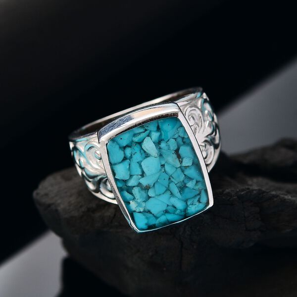 Sleeping Beauty Matrix Türkis Ring 950 Kupfer (Größe 17.00) ca. 10.00 ct image number 2