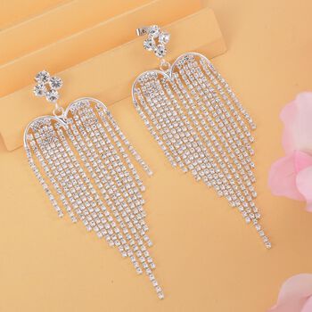 Wei&szlig;e Kristall-Kronleuchter-Ohrringe, Silberton