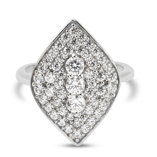 LUSTRO STELLA Hergestellt mit Feinster ZIRKONIA Ring 925 Silber platiniert image number 0