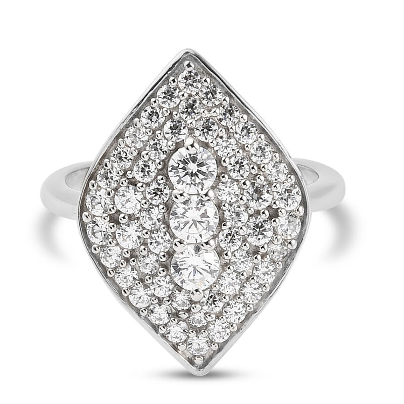 LUSTRO STELLA Hergestellt mit Feinster ZIRKONIA Ring 925 Silber platiniert image number 0