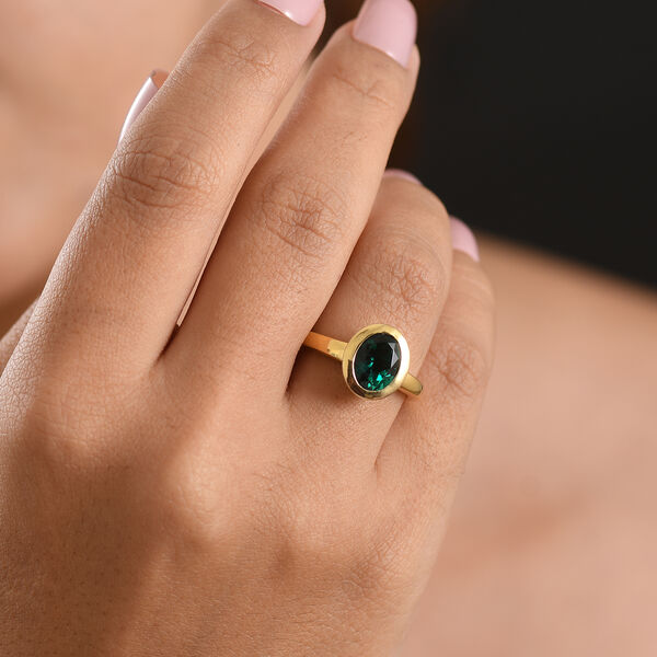 LUXURIANT DIAMOND - AAA Lab Grown Smaragd Ring 925 Silber 750 Gelbgold vermeil (Gr&ouml;&szlig;e 18.00) ca. 1,74 ct image number 3