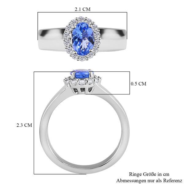 Tansanit und Zirkon-Halo-Ring - 1 ct. image number 8