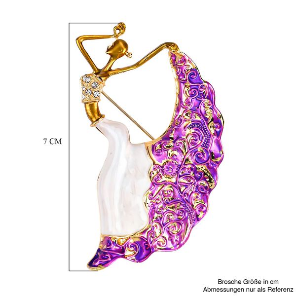 Wei&szlig;er Kristall Brosche emailliert image number 5