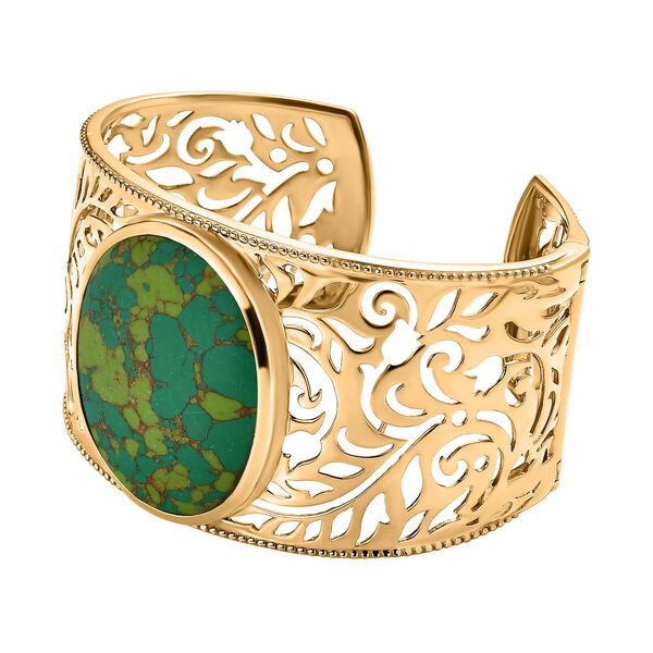 Grünes Türkis Armreif ca. 19 cm Reines Messing vergoldet ca. 47,48 ct. image number 4