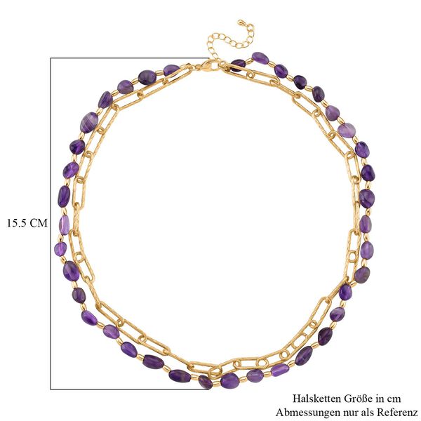 Afrikanischer Amethyst Halskette, ca. 45 cm + 5 cm Extender, vergoldet ca. 130.00 ct image number 4
