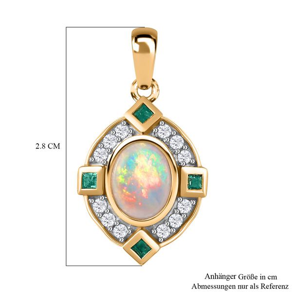 AA &auml;thiopischer Welo Opal, Kagem sambischer Smaragd und Zirkon-Anh&auml;nger - 1,66 ct. image number 5