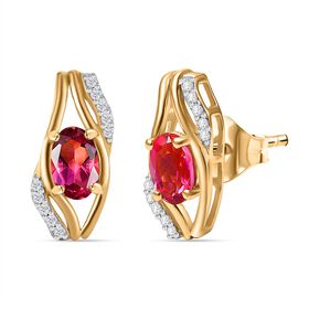 Labor rote Beryll und Zirkon-Ohrringe - 1,05 ct.