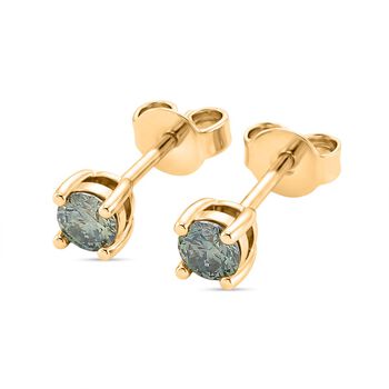 D'Joy blaue Moissanit Ohrringe, 925 Silber vergoldet - 0,60 ct.