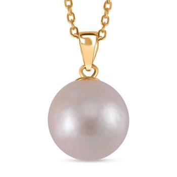 Wei&szlig;e Edison Perle Anh&auml;nger mit Kette, 925 Silber vergoldet