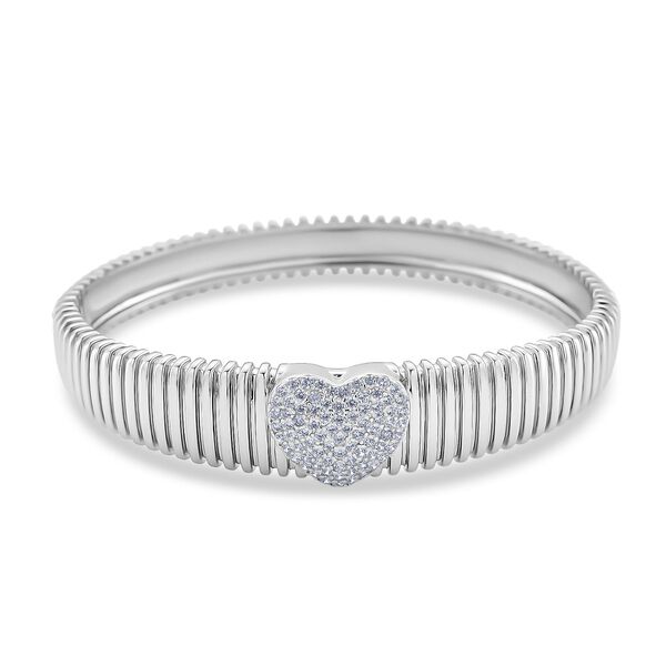 Wei&szlig;er Zirkonia Armreif ca. 19 cm Nickelfreies Messing, silberfarben image number 0