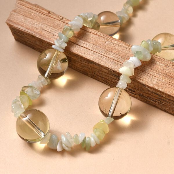 Zitronen Quarz und Serpentin Halskette, 60cm - 350 ct. image number 2