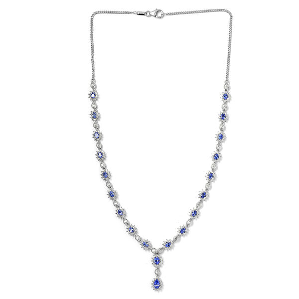AAA Tansanit und Zirkon-Halskette, ca. 45 cm, 925 Silber platiniert ca. 8.77 ct image number 4