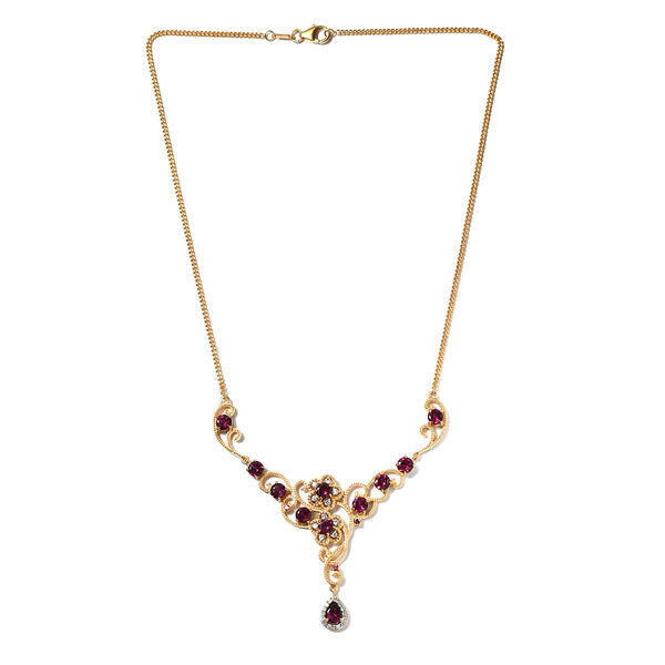 Rhodolith Granat-Collier, ca. 45 cm, 925 Silber vergoldet ca. 7,91 ct image number 8