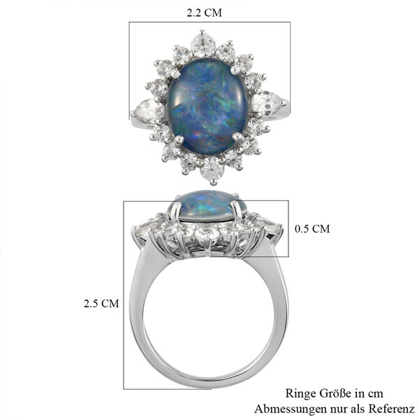 Boulder Opal Triplett und Zirkon Ring 925 Silber platiniert  ca. 4,80 ct image number 5