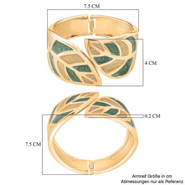 Emaille-Armband in Gr&uuml;n und Creme mit Blattmuster, ca. 17 cm image number 7