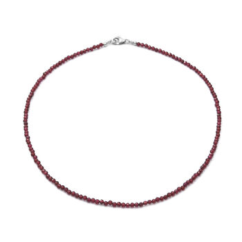 Rhodolit Granat Rondelle Halskette ca. 45 cm lange 925 Silber ca. 32.30 ct