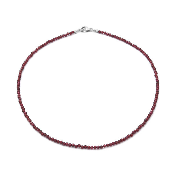 Rhodolit Granat Rondelle Halskette ca. 45 cm lange 925 Silber ca. 32.30 ct