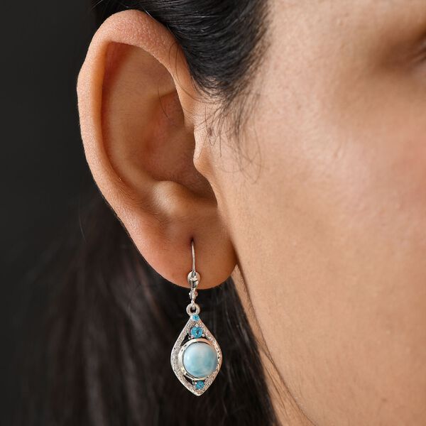 D joy Larimar, Neon Apatit Ohrringe 925 Silber platiniert ca. 5.07 ct image number 3