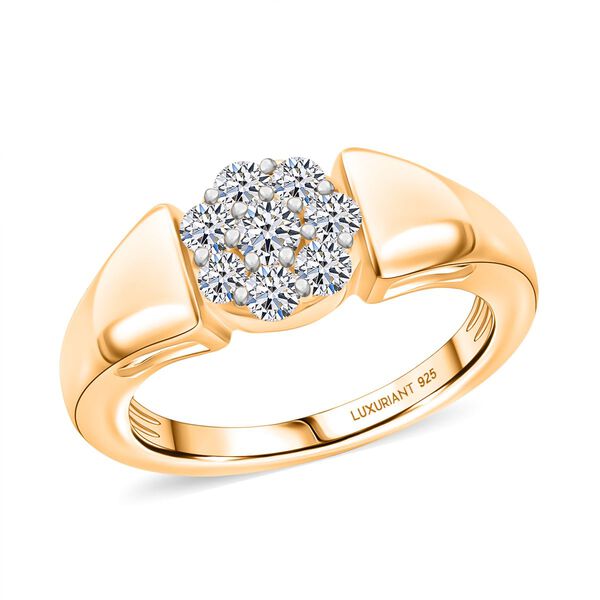 LUXURIANT DIAMOND - Lab Grown Diamant SI-GH SGL zertifiziert Ring 925 Silber 750 Gelbgold Vermeil (Größe 18.00) ca. 0.50 ct image number 3