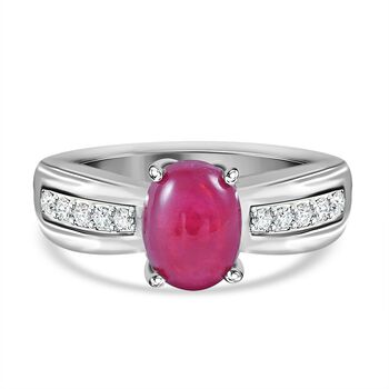 Afrikanischer Rubin (Fissure gef&uuml;llt) und Zirkon-Ring - 2,17 ct.