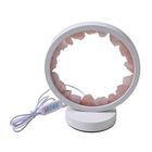 Rosenquarz Kristall Wellnesslampe, LED Leuchte mit Metallsockel, Kippschalter und 12 m Kabel ca. 10x22x18 cm
