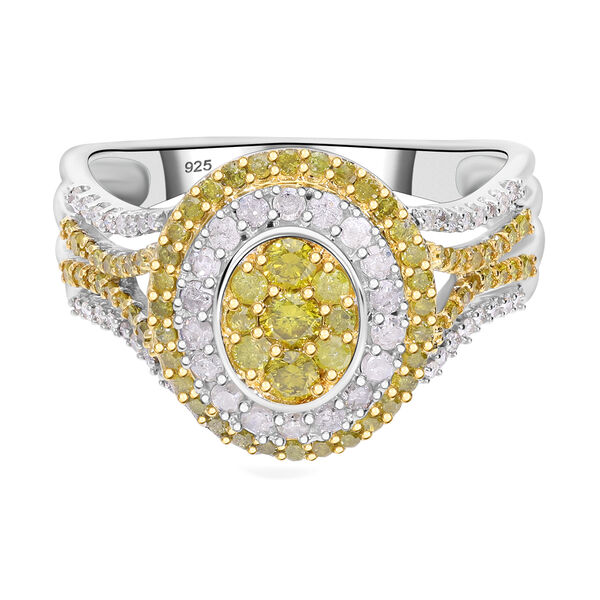 Gelber und wei&szlig;er Diamant Ring  - 0,99 ct.