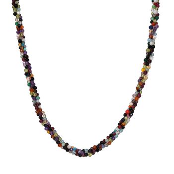 Mehrfarbige Edelsteine Halskette ca. 50 cm 925 Silber rhodiniert und Edelstahl ca. 100.00 ct